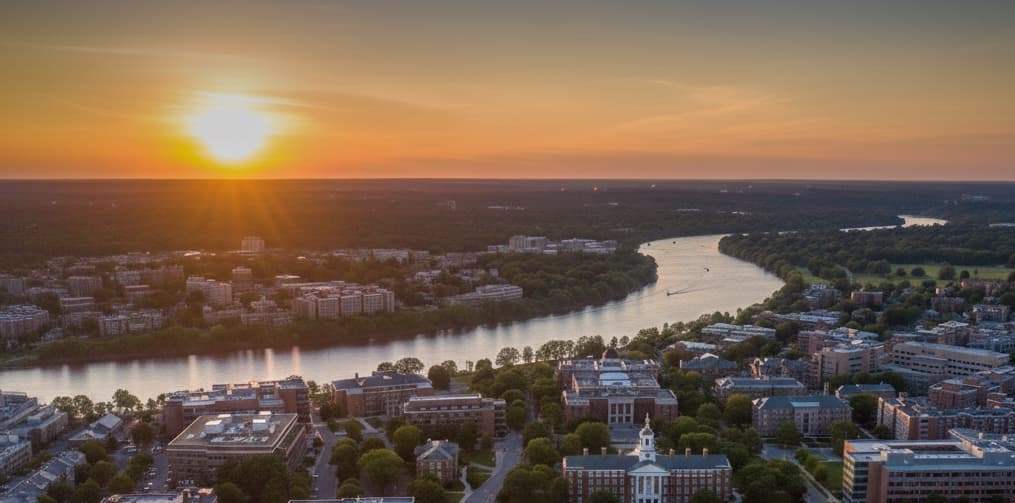 New Brunswick skyline at sunset
